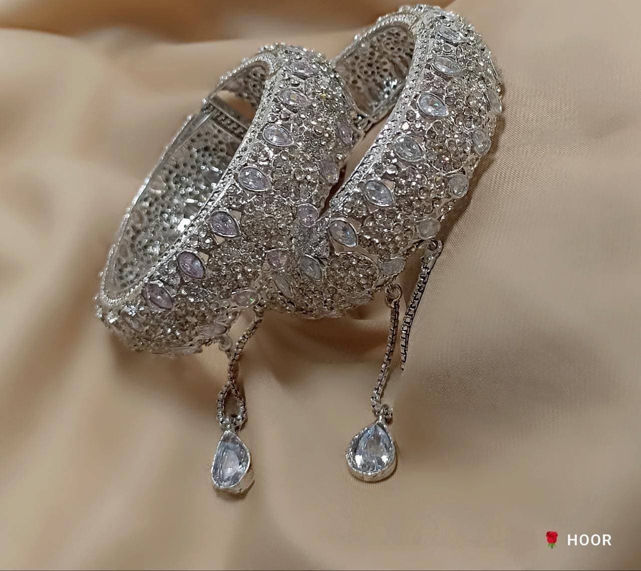 Beautiful Women Silver Bangles for Wedding & Party - 02
