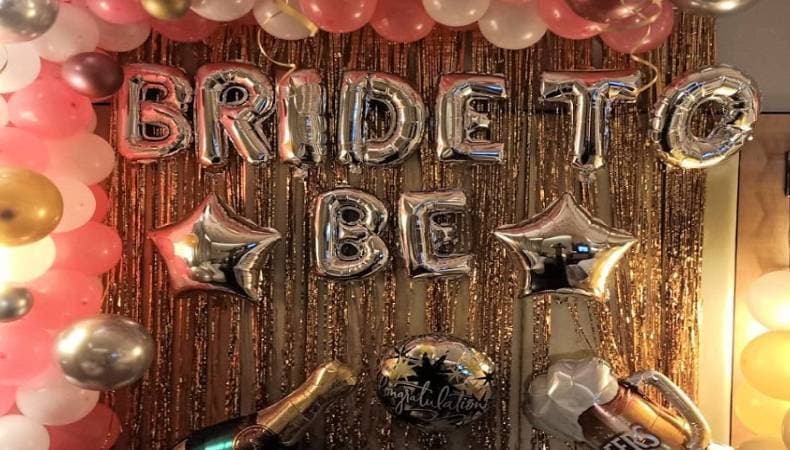 Lovely Bride To Be Silver & Pink Theme Balloons Set
