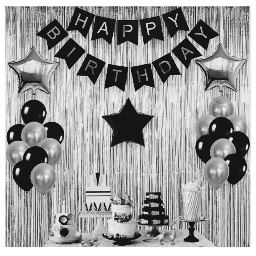 Graceful Theme Of Happy Birthday Card/Banner & Balloons Set