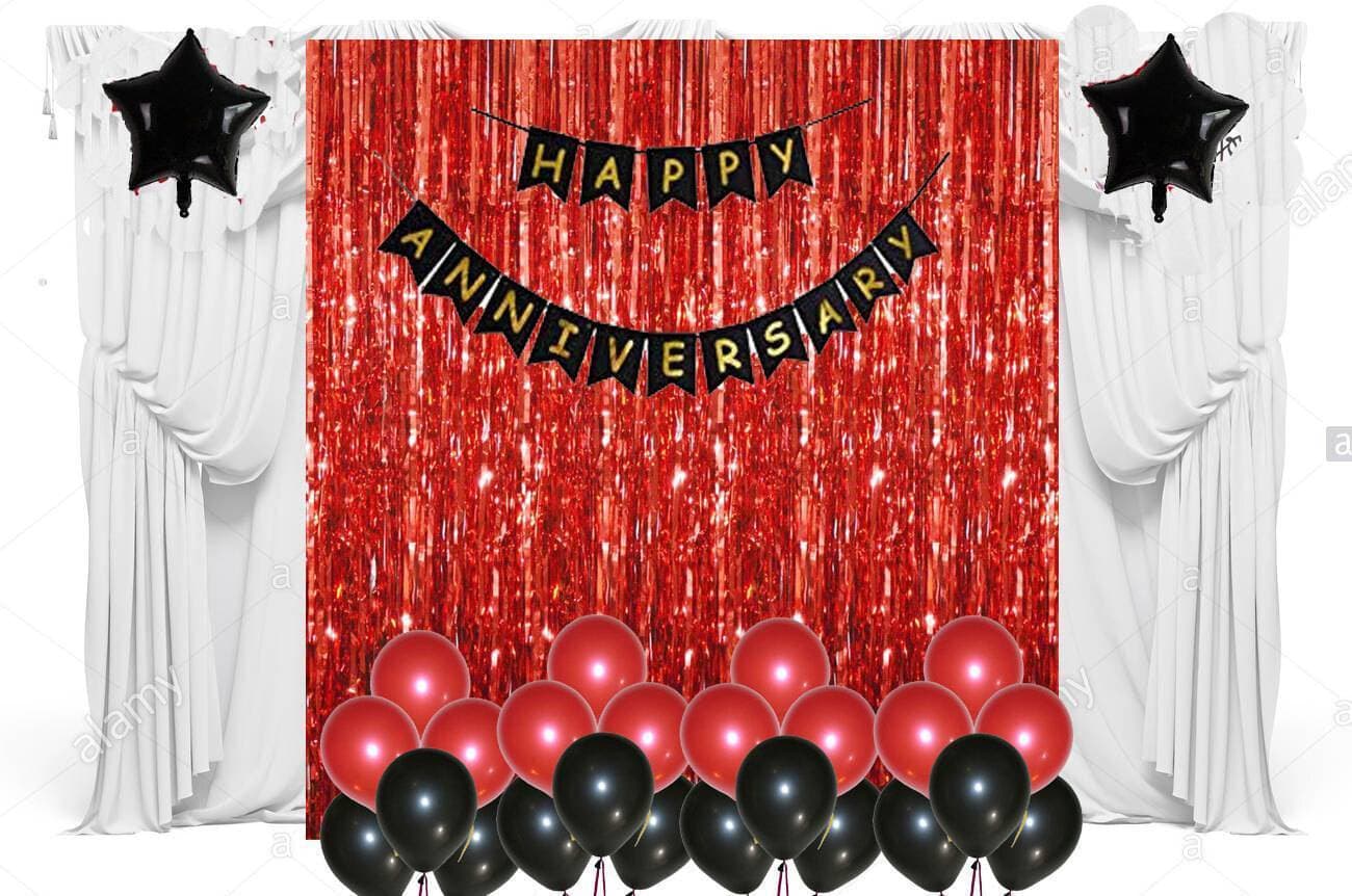Red And Black Anniversary Home Decor Theme Balloons Set