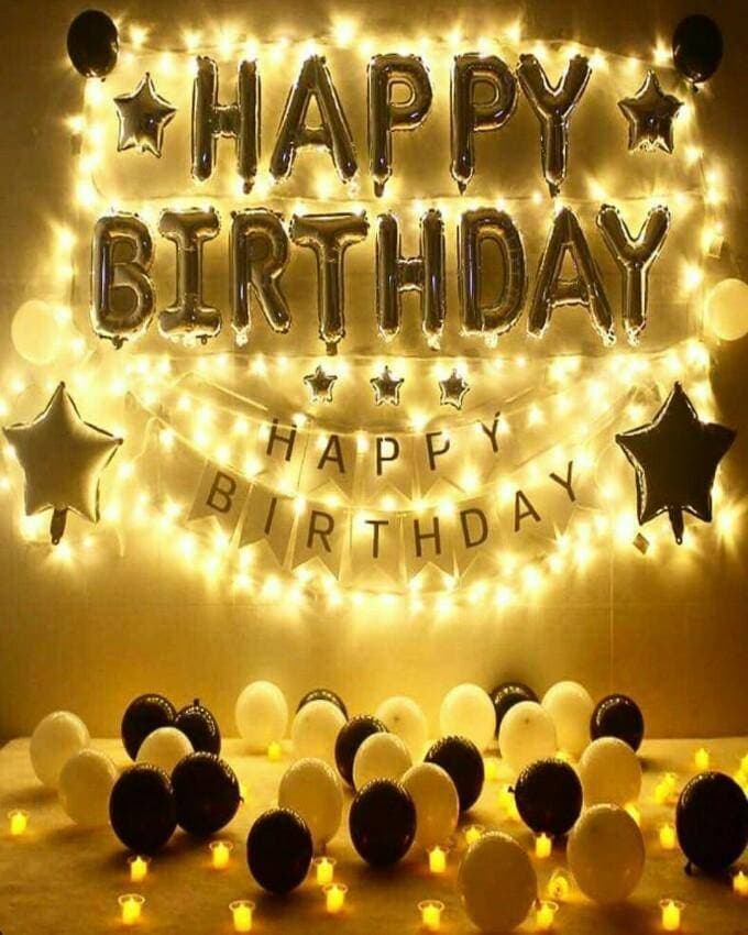 Happy Birthday Grand Decoration Theme Balloons With Fairy Lights Set
