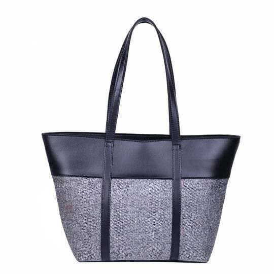 Black And Grey Large Tote Bag For Women - Ems-09