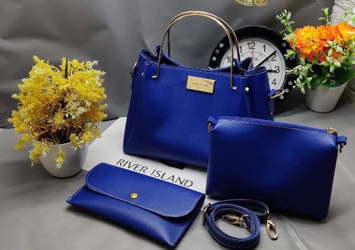 3 In 1 Piece Vintage Trendy Handbag For Women - Blue