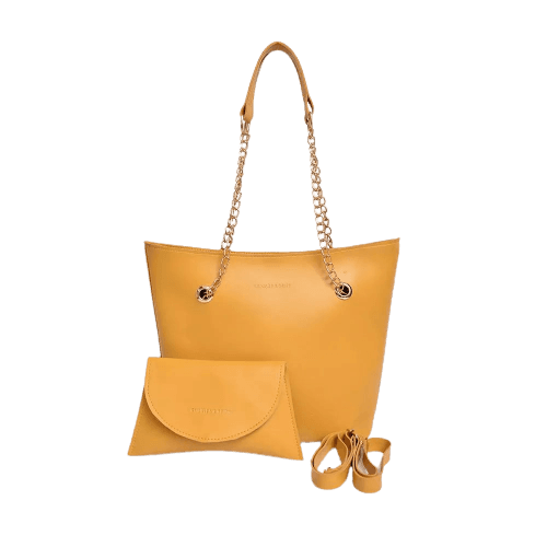 Half Chain Large Tote Bag For Women - Yellow