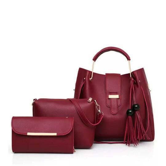 3 In 1 Piece Hand Bag For Women - Maroon