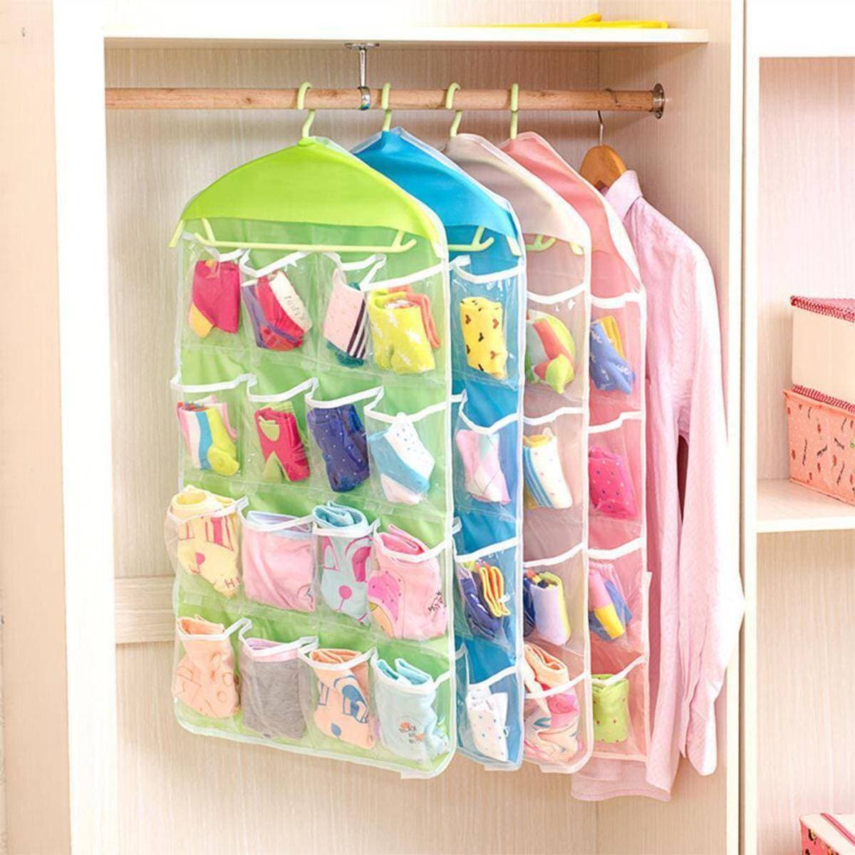 16 Pockets Hanging Bag Durable Clear Door Hanging Bag Shoe Rack