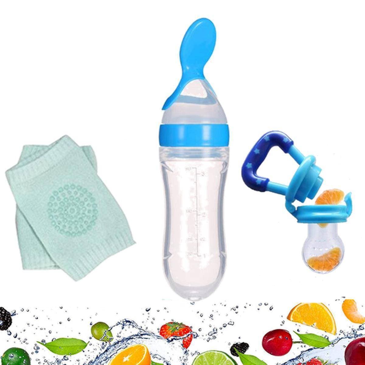 Pack Of 3 Baby Silicone Squeeze Spoon Feeder