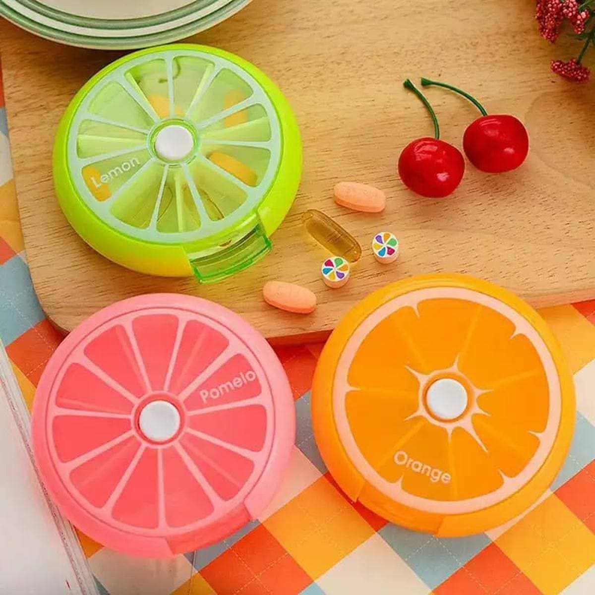 Rotating Fruit Pill Box Medicine Storage Organizer