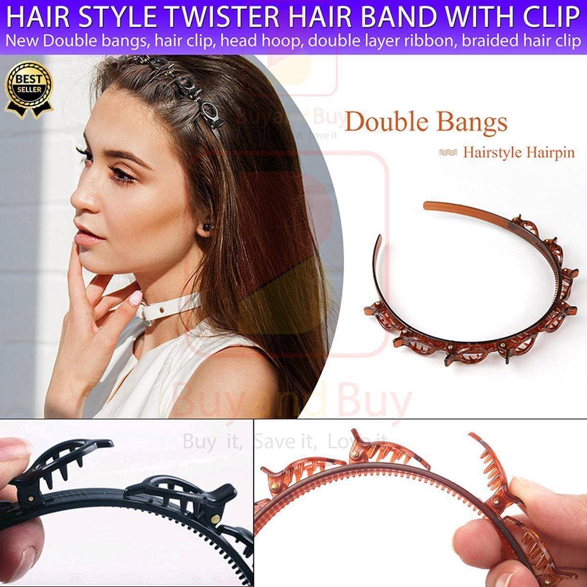 Double Layer Ribbon Braided Hair Clip