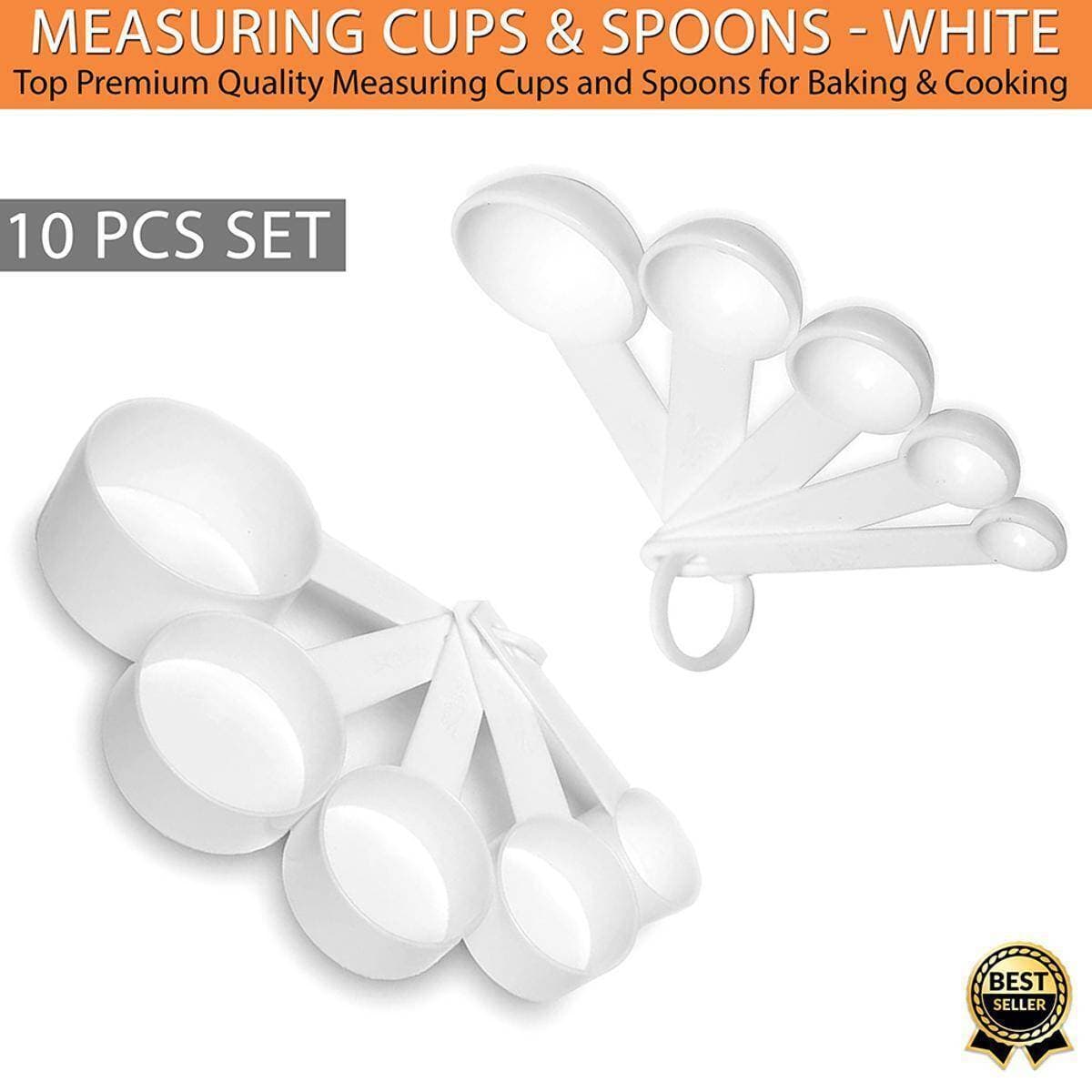 Pack Of 10 - Measuring Cups & Spoons - White