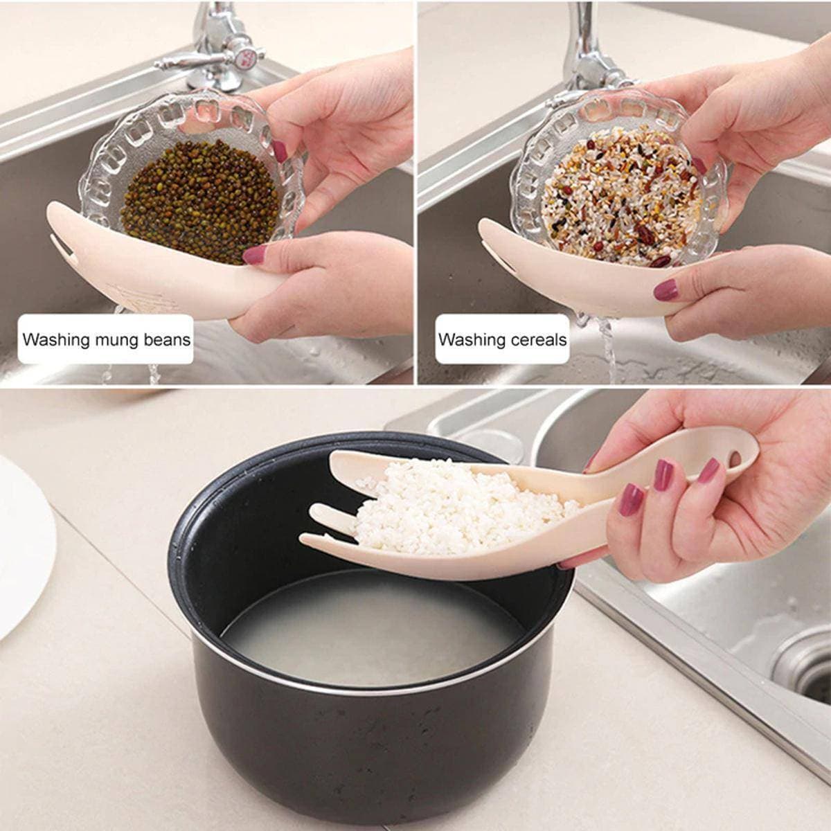 Rice Washing Spoon Bean Washer Cleaning Drain Filter Kitchen Tool