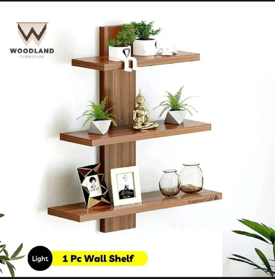 Spunky Wooden Wall Shelves for Living Room