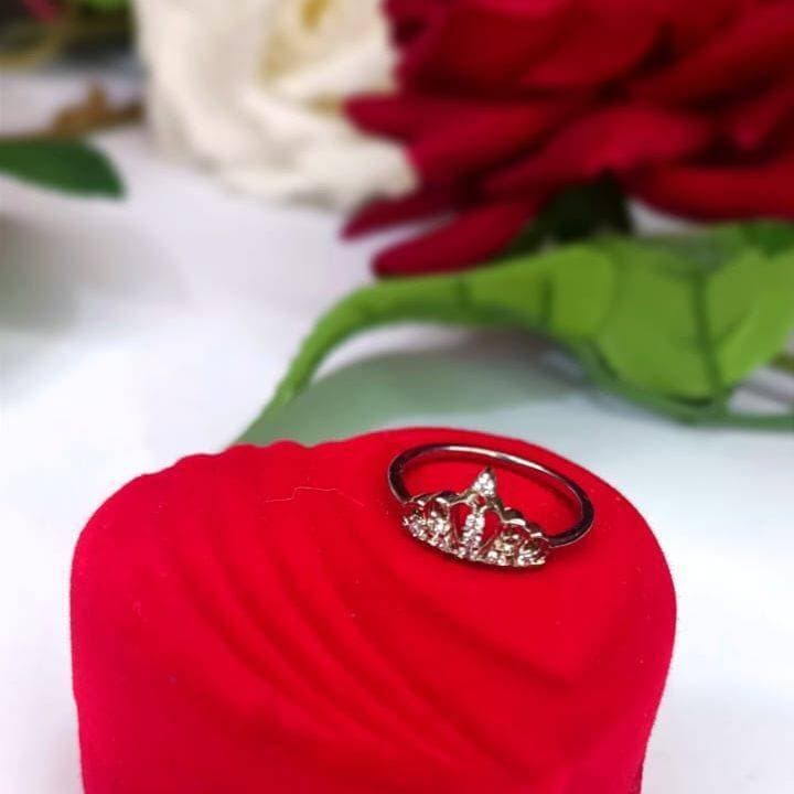 Crown Silver Plated Zirconia Studded Ring - 1 Piece