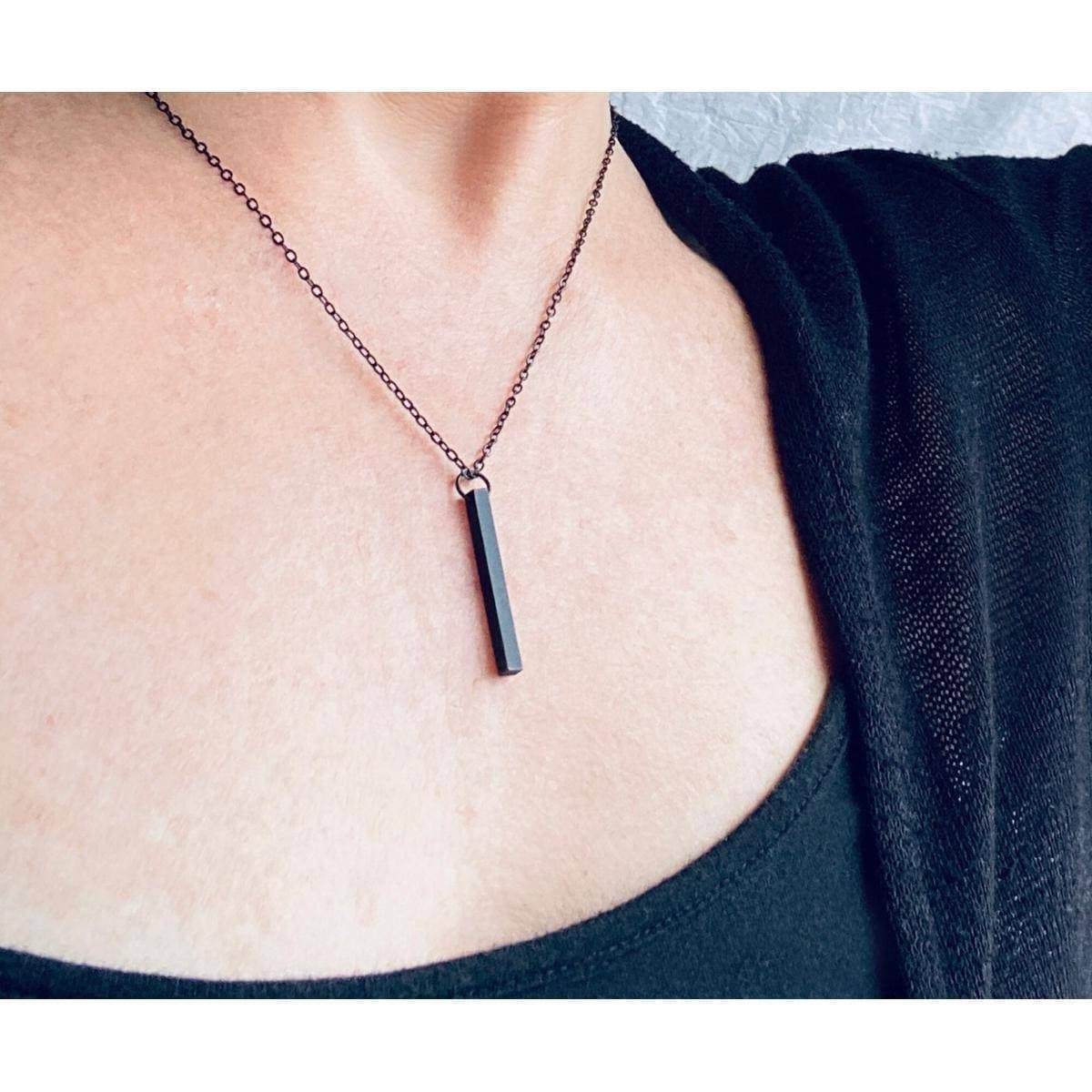 Sterling Silver Vertical Bar Locket Necklace