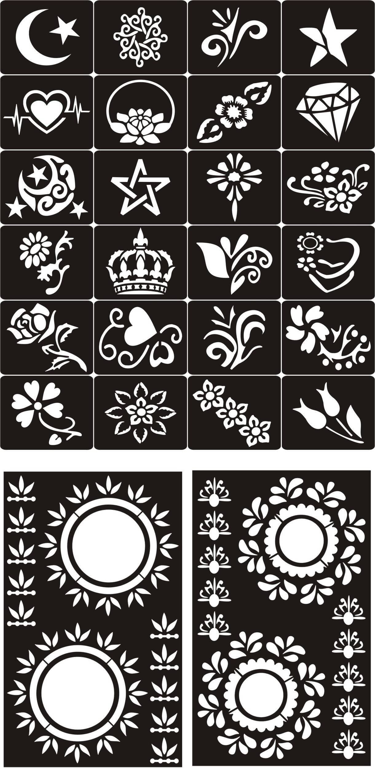 Different Designs Mehndi Stencils Sheet - 1 Set
