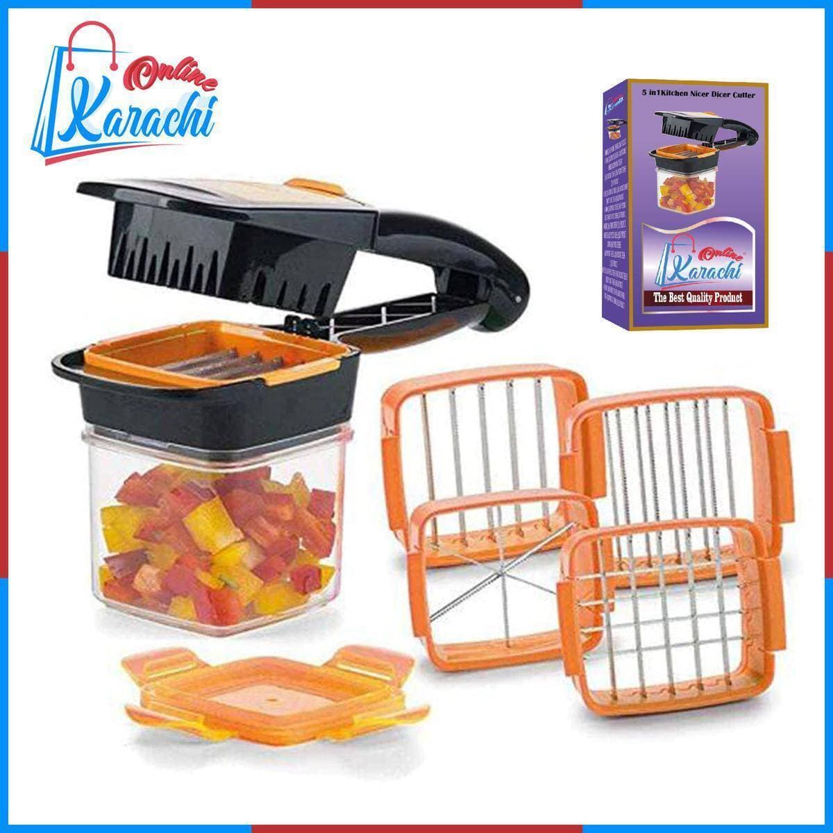 Kitchen Nicer Dicer Cutter 5 In 1 Quick Food Fruit & Vegetable
