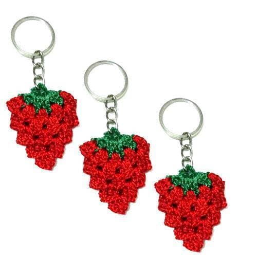 Strawberry Crochet Keychain - Pack Of 3