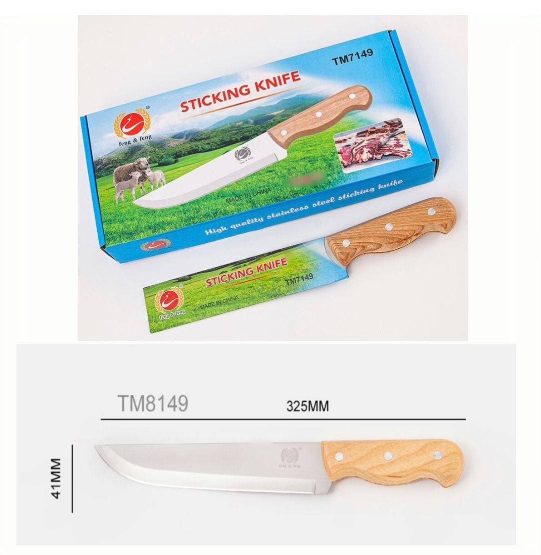 Stainless Knife With Long Wooden Handle