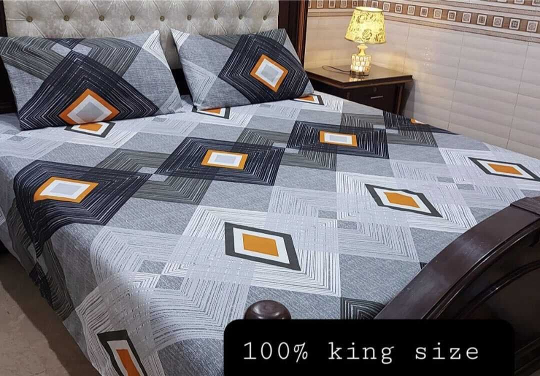 Crystal Cotton Double Bedsheet Set - Gray
