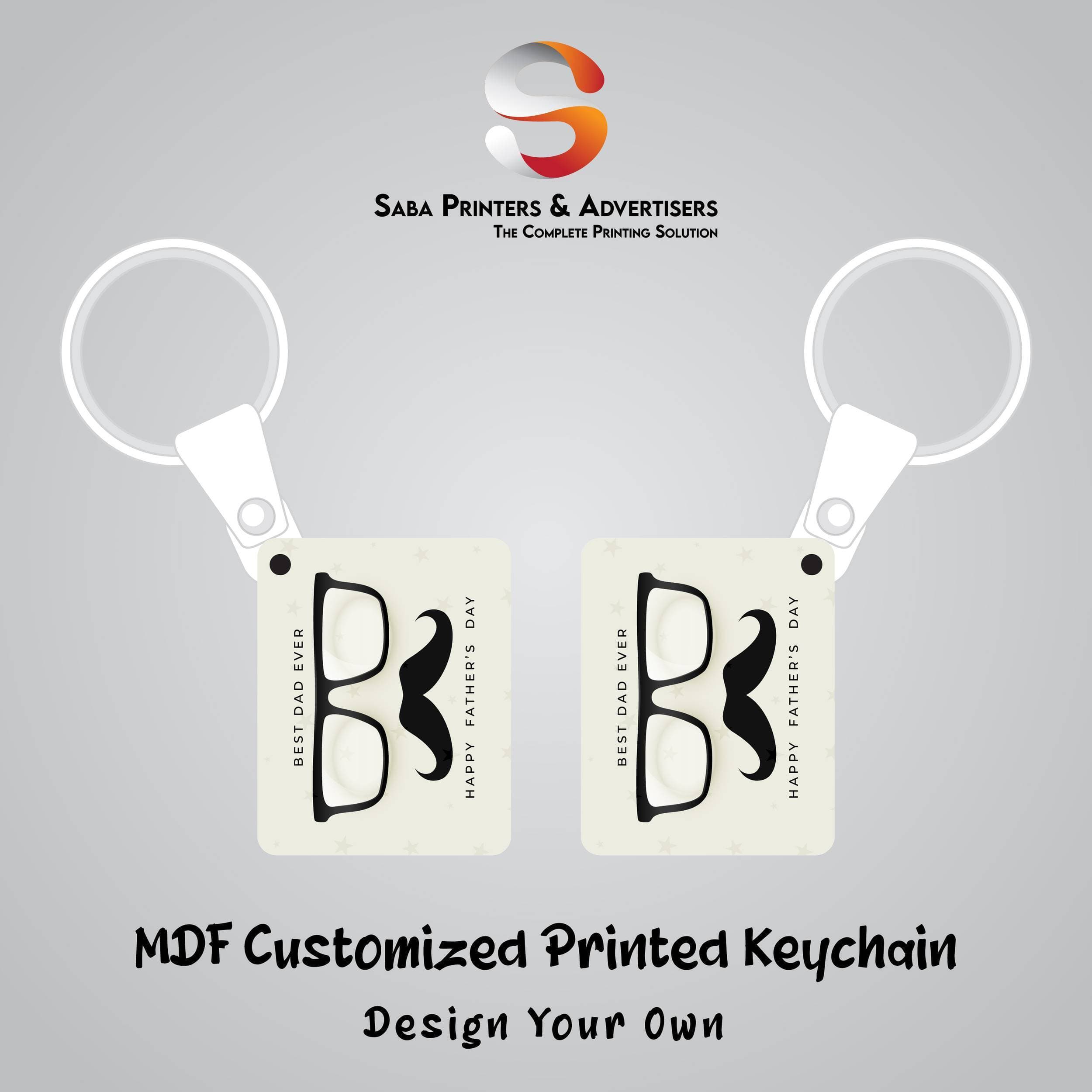 Customized Printed MDF Keychain Both Sided Printed - Father's Day Special - SP07