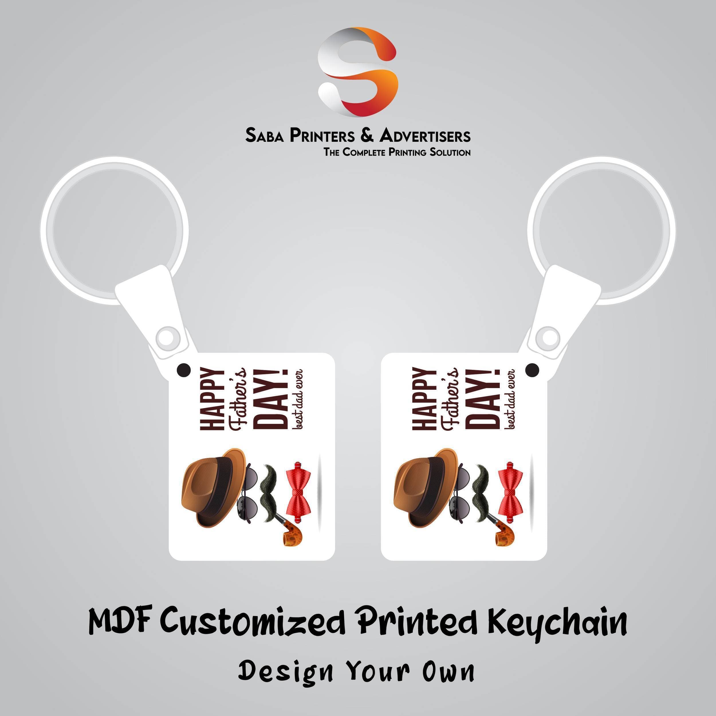 Customized Printed MDF Keychain Both Sided Printed - Father's Day Special - SP08