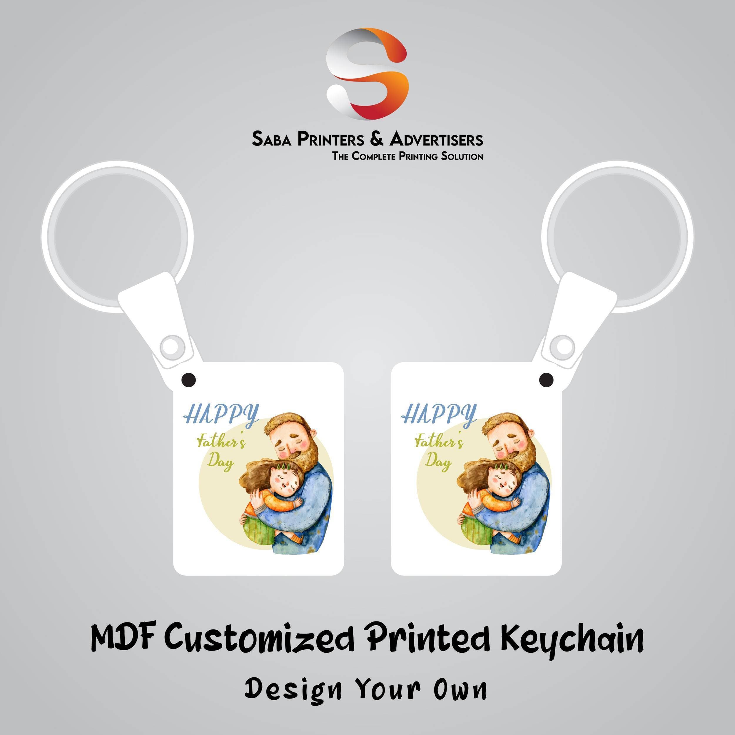 Customized Printed MDF Keychain Both Sided Printed - Father's Day Special - SP09