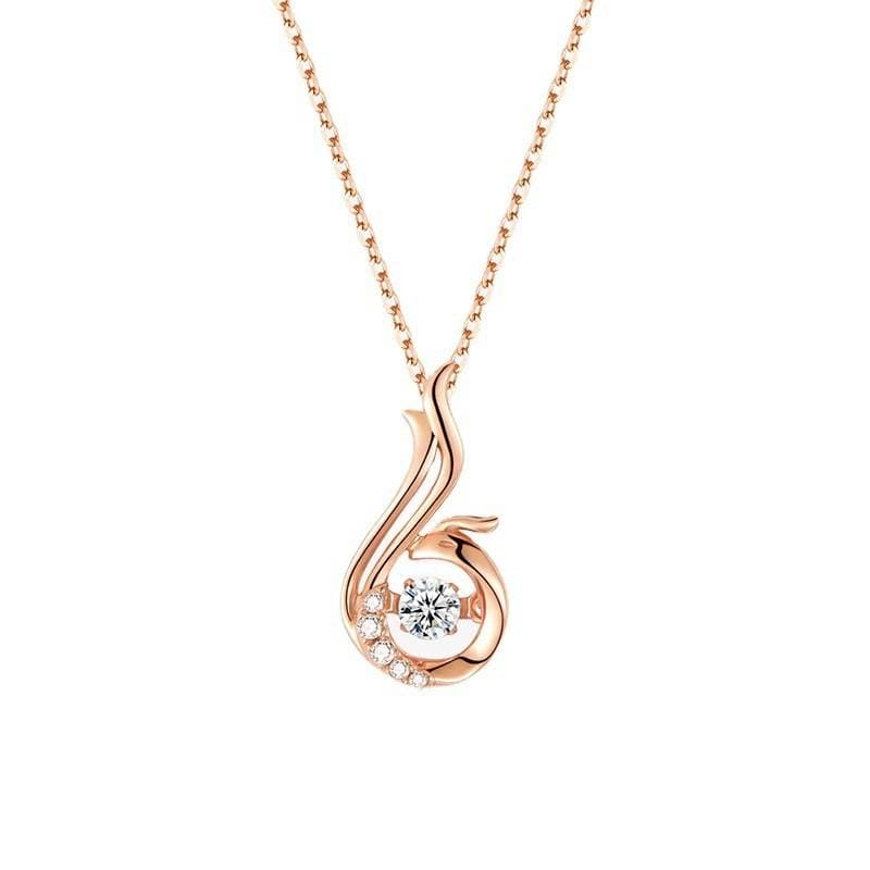 The Dragon Love Rose Gold Pendant Necklace for Women MNE-013