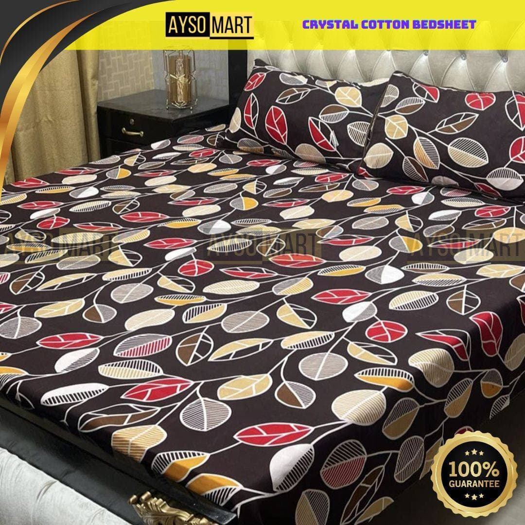 Crystal Cotton Double Bedsheet Color Guaranteed - (AS_032)