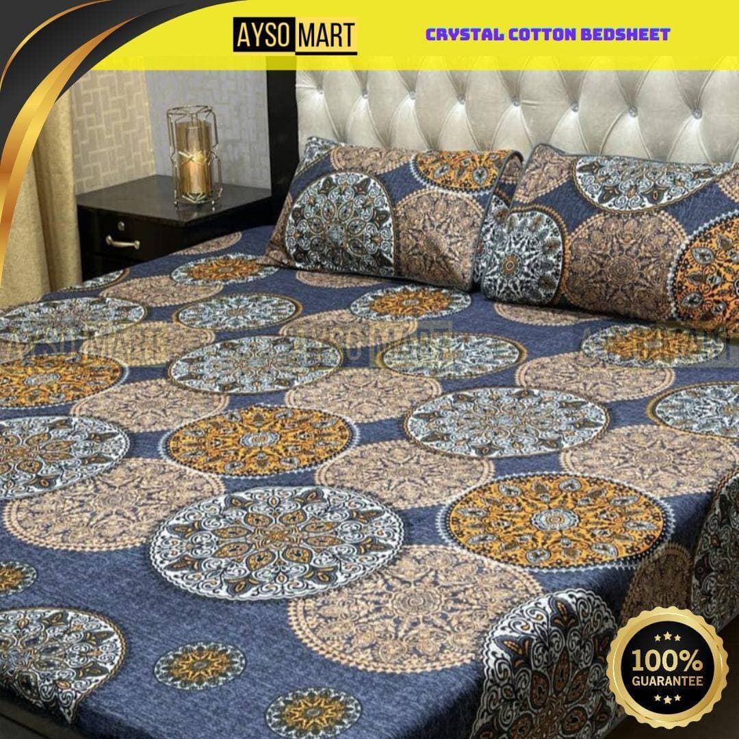 Crystal Cotton Double Bedsheet Color Guaranteed - (AS_026)