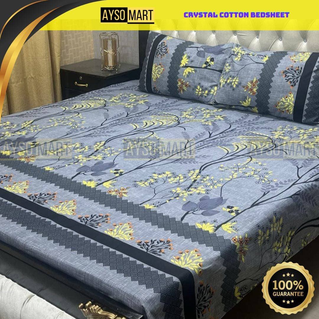 Crystal Cotton Double Bedsheet Color Guaranteed - (AS_016)