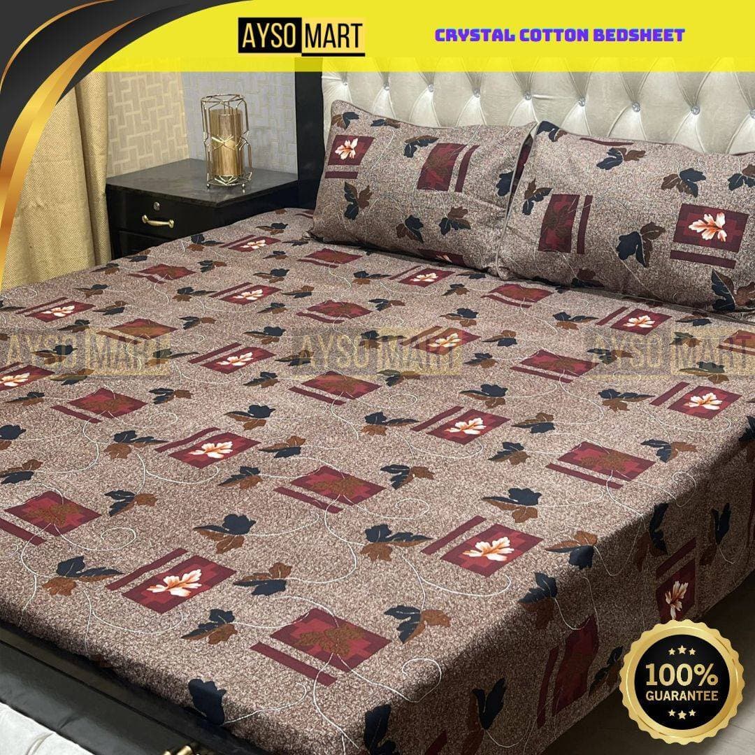 Crystal Cotton Double Bedsheet Color Guaranteed - (AS_012)