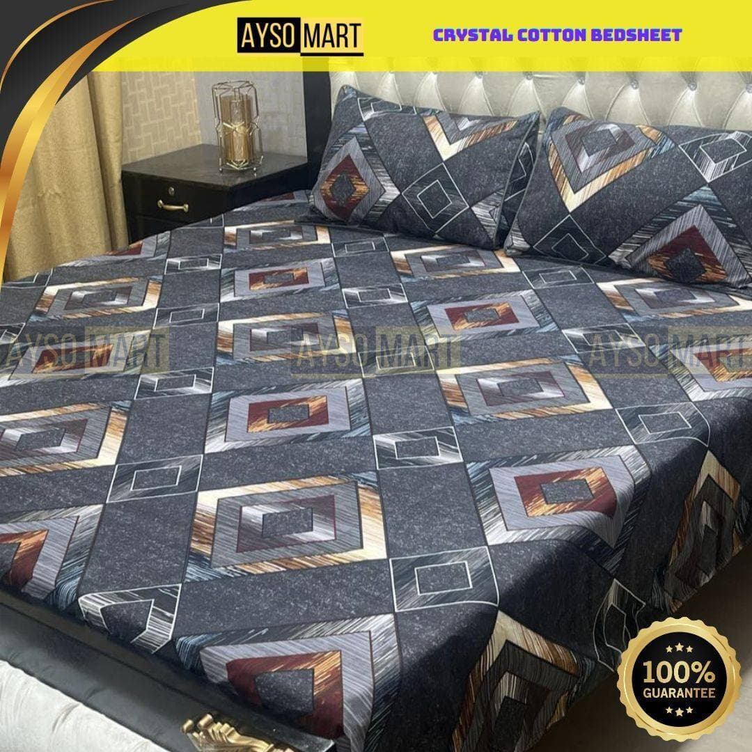 Crystal Cotton Double Bedsheet Color Guaranteed - (AS_011)