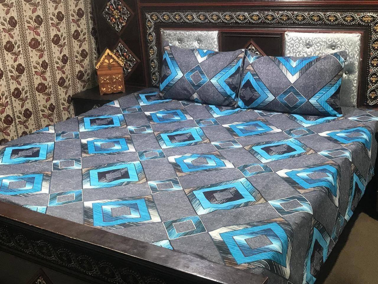Crystal Cotton Double Bedsheet Color Guaranteed - (AS_039)
