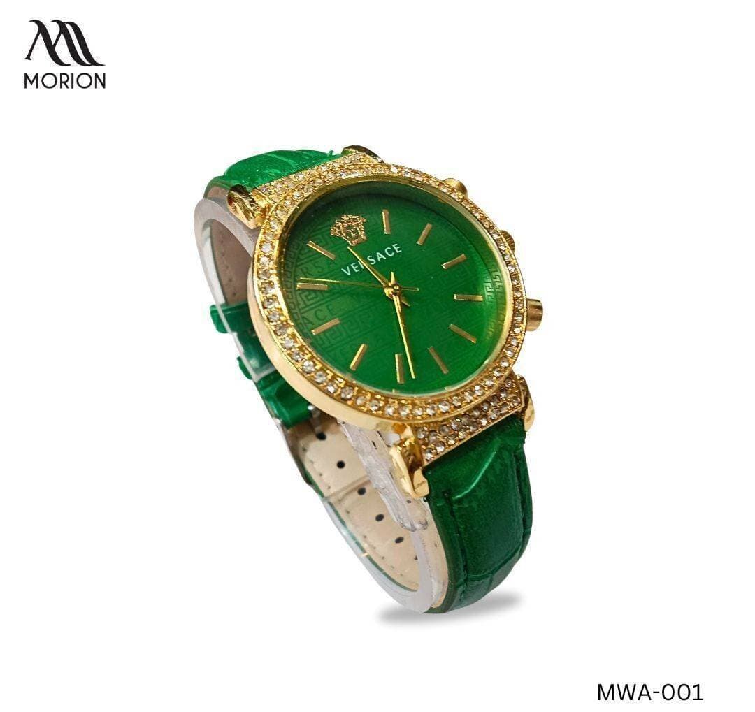 Versace Diamond Dial PU Leather Strap Watch For Women MWA-001