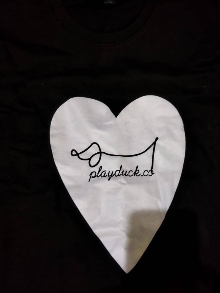 Black Playduck in White Heart Printed Shirt For Sleeping - Extra Large Size